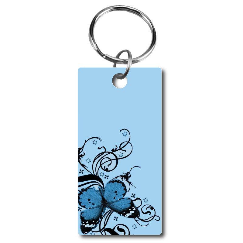 Light Blue Butterfly Rectangle Acrylic Key Chain - Schoppix Gifts