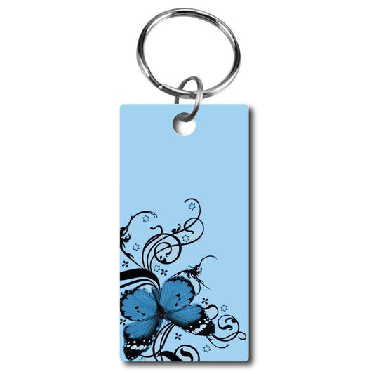 Light Blue Butterfly Rectangle Acrylic Key Chain - Schoppix Gifts