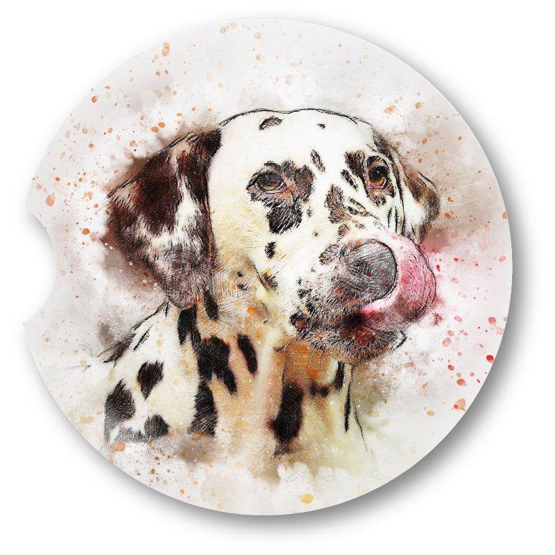 Dalmatian Sandstone Car Coasters -Watercolor style -Set of 2 - - Schoppix Gifts
