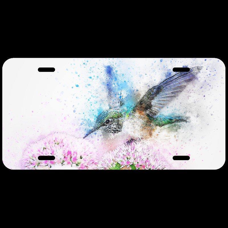 Watercolor style Hummingbird Aluminum License Plate - Schoppix Gifts