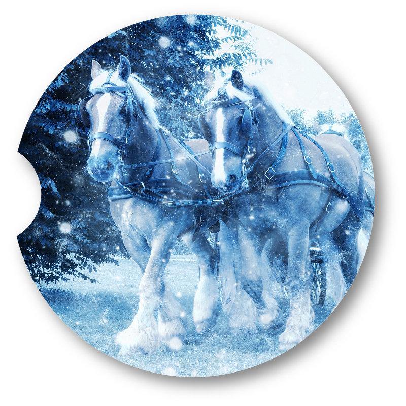 Clydesdale Horses Car Coasters set of 2 - Schoppix Gifts