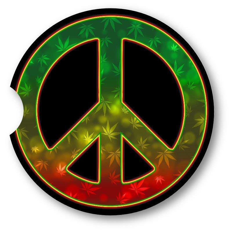Marijuana Car Coasters/ Cannabis / Peace Symbol Sandstone Car Coasters/ set of 2/Matching Pair - Schoppix Gifts