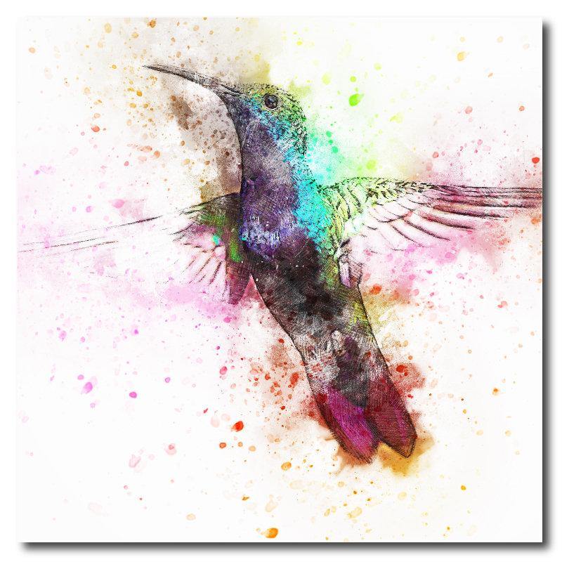 Watercolor style Hummingbird in Flight Square Drink Coaster-Set of 4- Available in 4 styles! - Schoppix Gifts