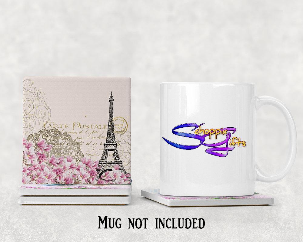 Paris Postcard Square Drink Coaster-Set of 4- Available in 4 styles! - Schoppix Gifts