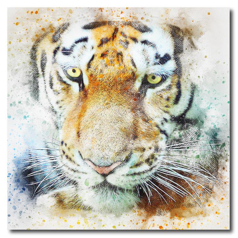 Watercolor Style Tiger Face Square Drink Coaster-Set of 4- Available in 4 styles! - Schoppix Gifts