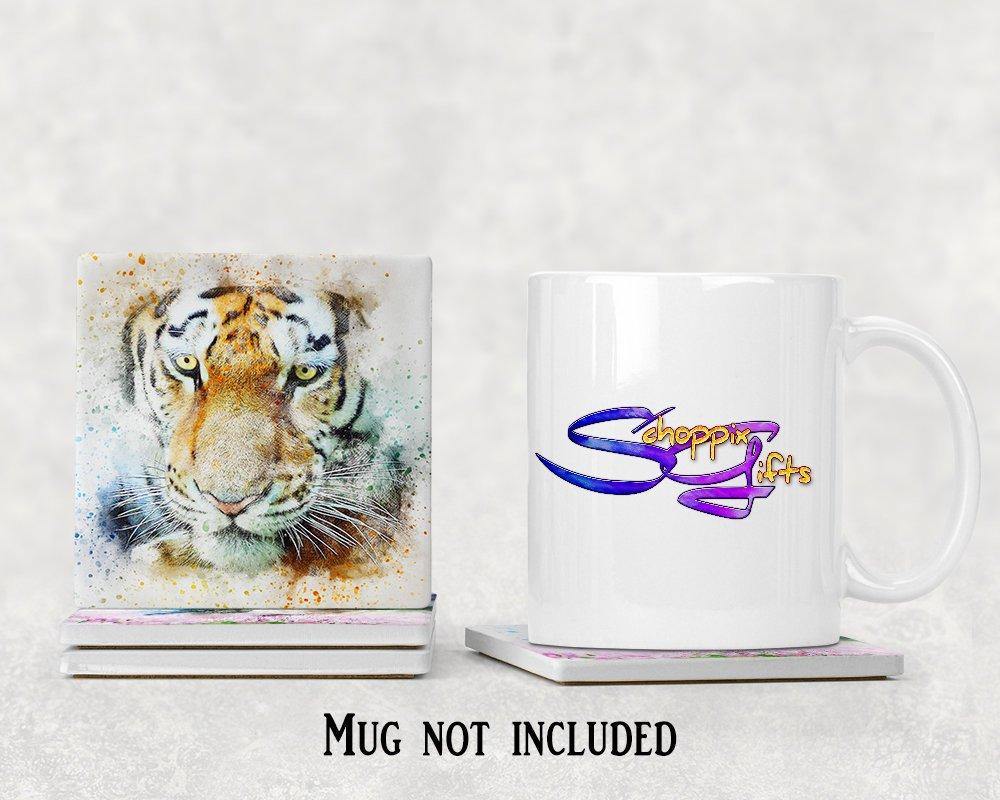 Watercolor Style Tiger Face Square Drink Coaster-Set of 4- Available in 4 styles! - Schoppix Gifts