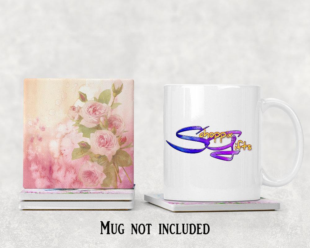 Pastel Roses Square Drink Coaster-Set of 4- Available in 4 styles! - Schoppix Gifts