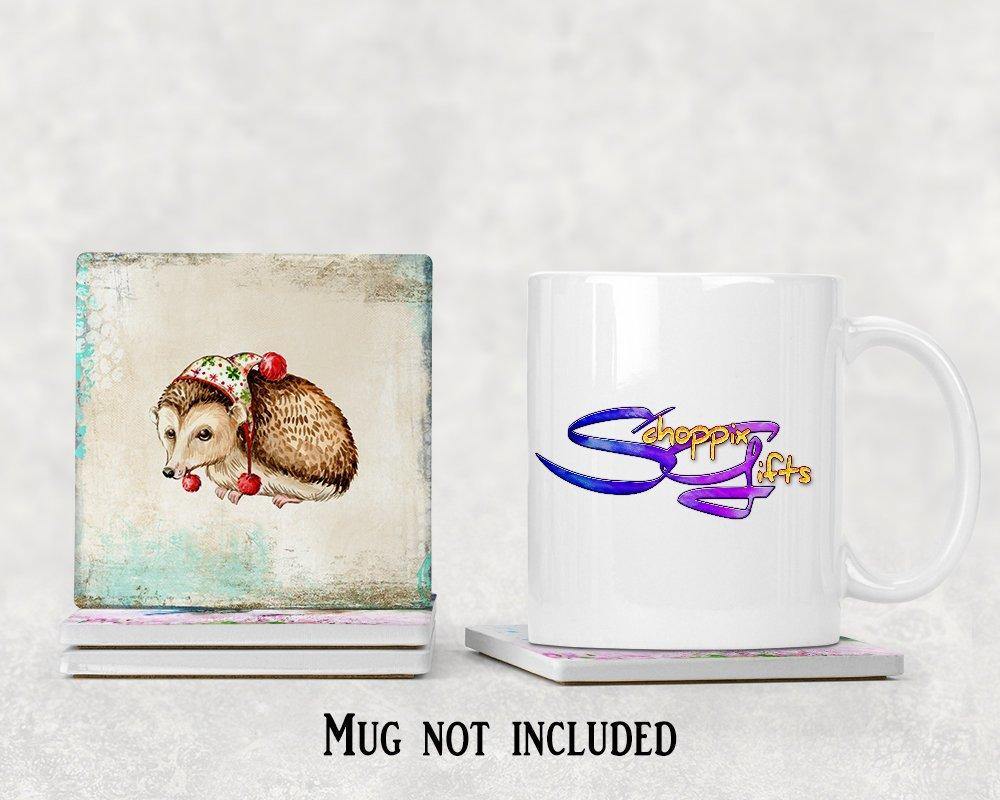 Winter Hedgehog Square Drink Coaster-Set of 4- Available in 4 styles! - Schoppix Gifts