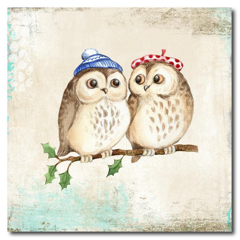 Winter Owls Square Drink Coaster-Set of 4- Available in 4 styles! - Schoppix Gifts