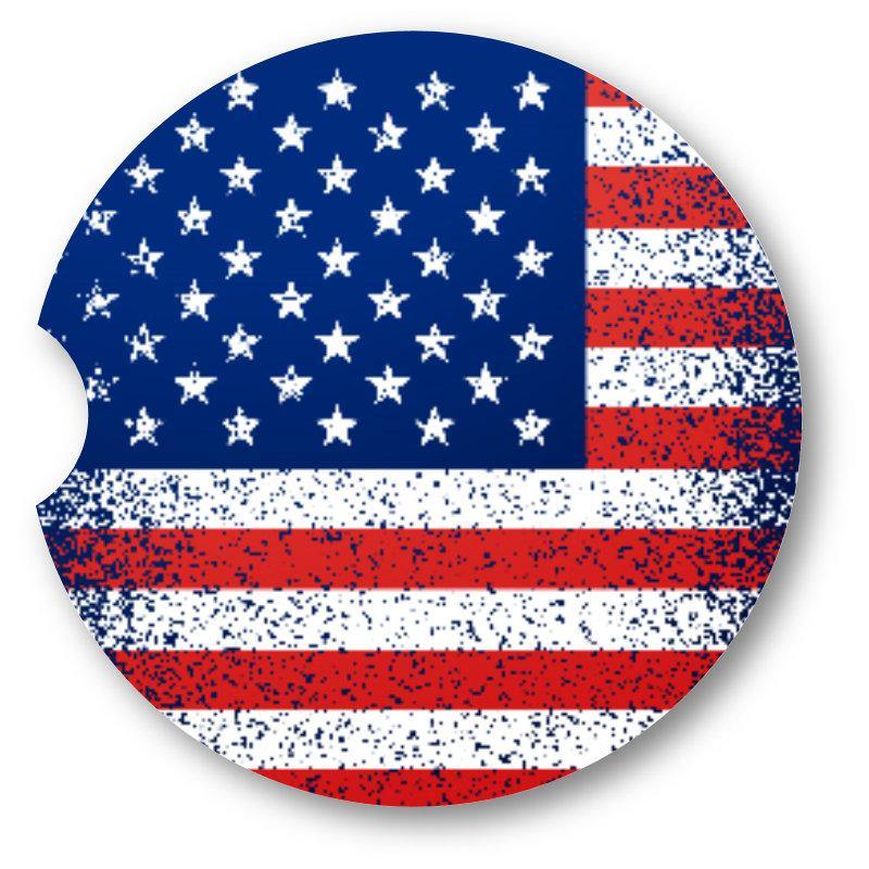 Grunge American Flag/Stars and Stripes  Sandstone Car Coasters set of 2 - Schoppix Gifts
