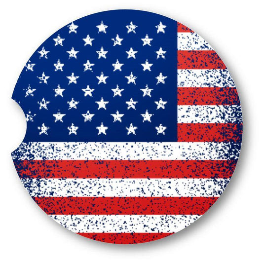 Grunge American Flag/Stars and Stripes  Sandstone Car Coasters set of 2 - Schoppix Gifts
