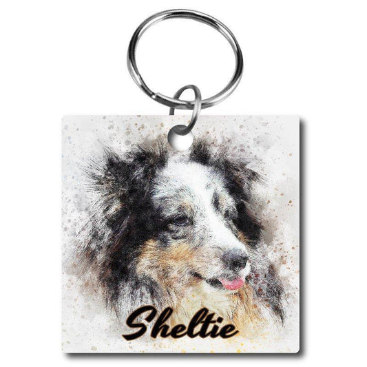 Watercolor Style Sheltie Acrylic Key Chain - Schoppix Gifts