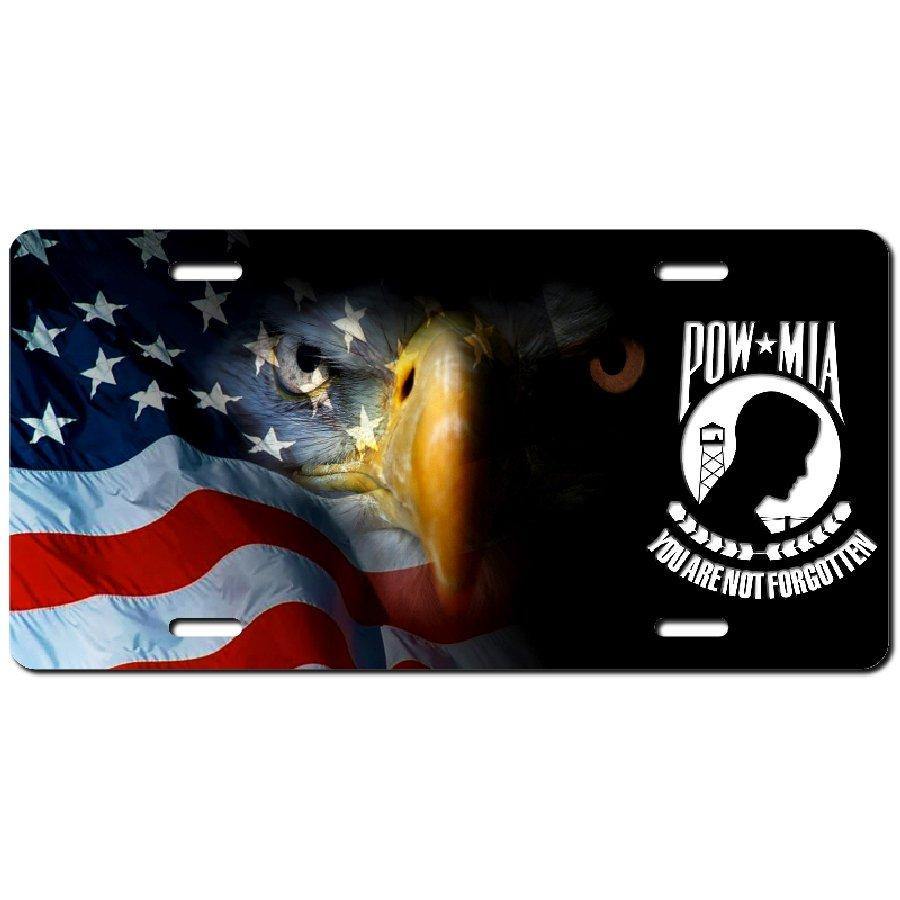 POW/MIA Bald Eagle American Flag Aluminum License Plate. - Schoppix Gifts