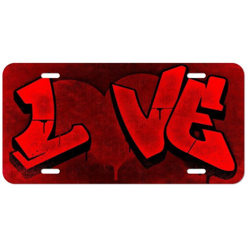Grafitti Style LOVE heart Aluminum License Plate - Schoppix Gifts