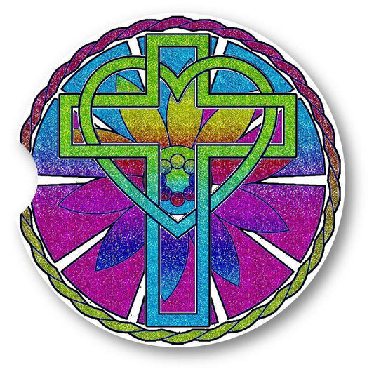 Heart/Cross Mandala Sandstone Car Coasters set of 2. - Schoppix Gifts
