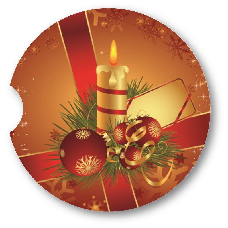 Christmas Candle Sandstone Car Coasters / Set of 2 - Schoppix Gifts