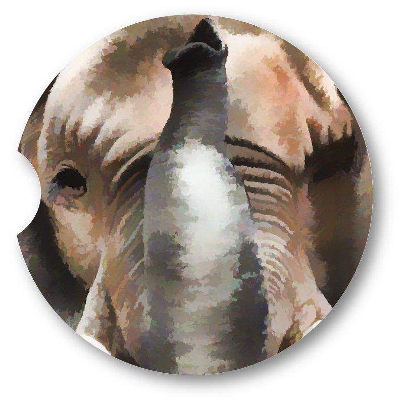 Elephant Portrait Sandstone Car Coasters /  Set of 2 - Schoppix Gifts