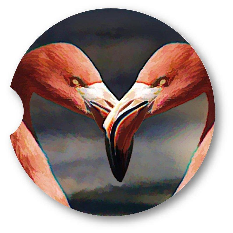 Pink Flamingo Sandstone Car Coasters / Set of 2 - Schoppix Gifts