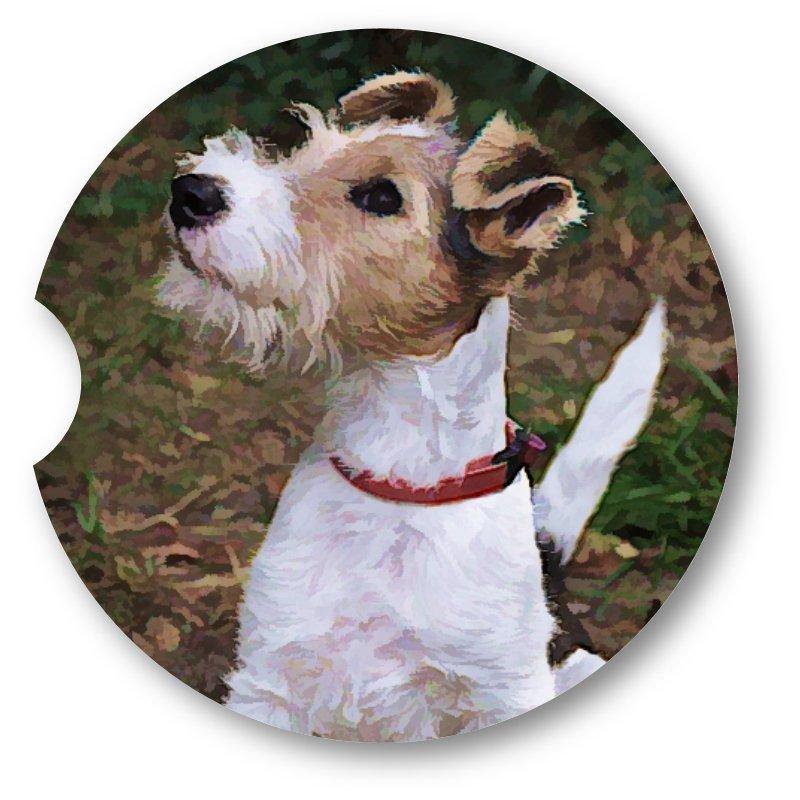 Fox Terrier Sandstone Car Coasters / Set of 2 - Schoppix Gifts