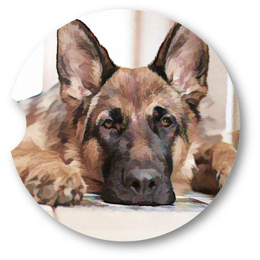 German Shepherd Sandstone Car Coasters / Set of 2 - Schoppix Gifts