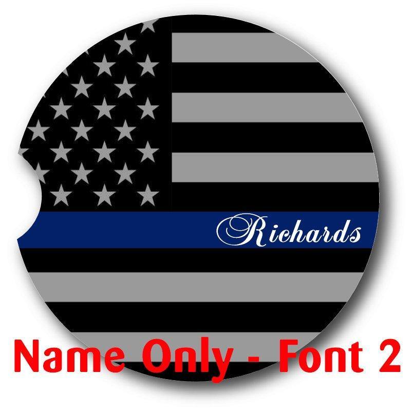 Thin Blue Line Car Coasters-Set of 2 - - Schoppix Gifts