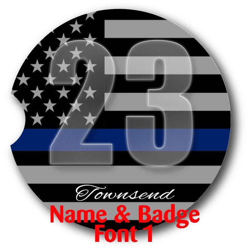 Thin Blue Line Car Coasters-Set of 2 - - Schoppix Gifts
