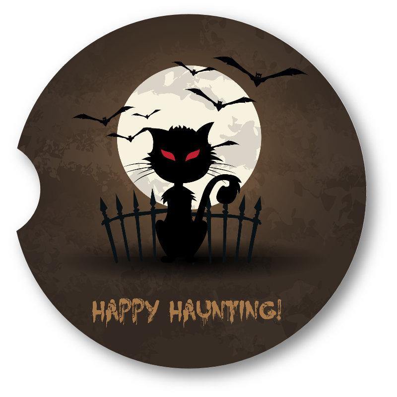 Halloween Happy Haunting Cat/Halloween Car Coasters / Set of 2 - Schoppix Gifts