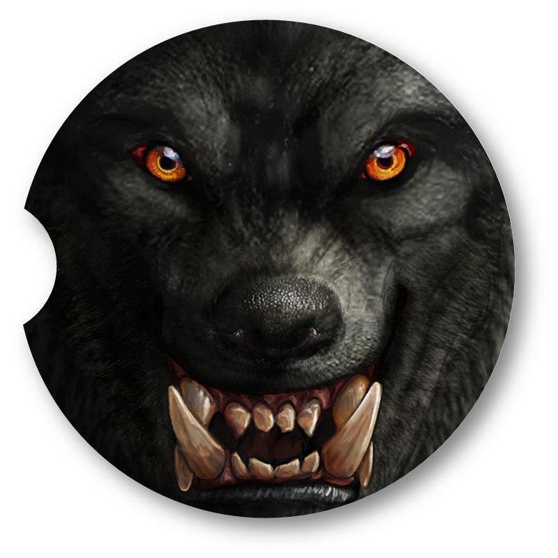 Werewolf/Halloween Car Coasters / Set of 2 - Schoppix Gifts