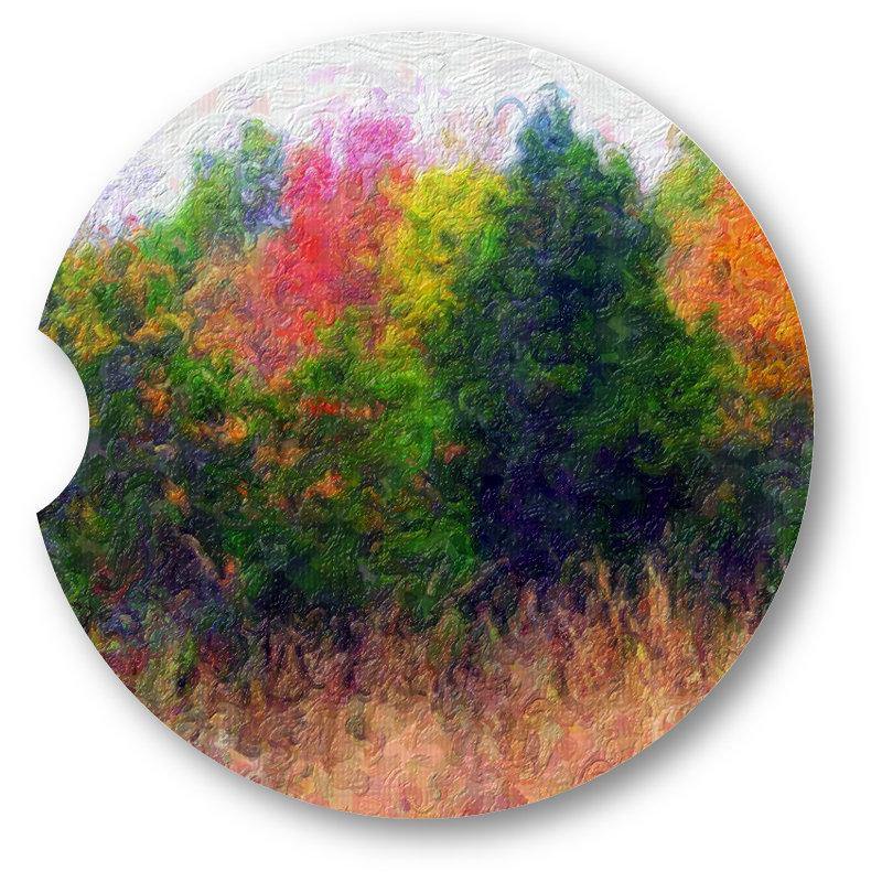 Autumn/Fall Watercolor style Trees Car Coasters / Set of 2 - Schoppix Gifts