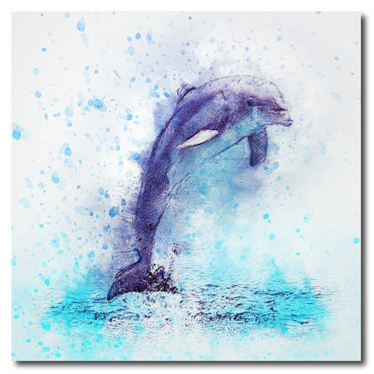 Square Watercolor Leaping Dolphin  Drink Coaster-Set of 4- Available in 4 styles! - Schoppix Gifts