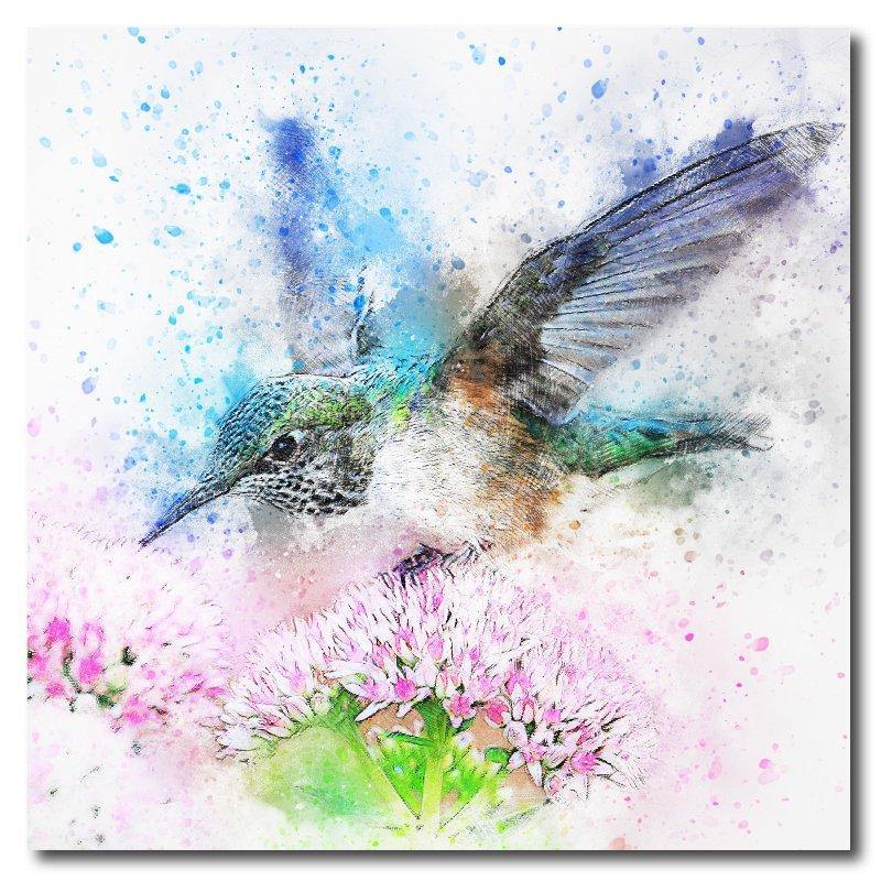 Square Beautiful Watercolor Hummingbird  Round Drink Coaster-Set of 4- Available in 4 styles! - Schoppix Gifts