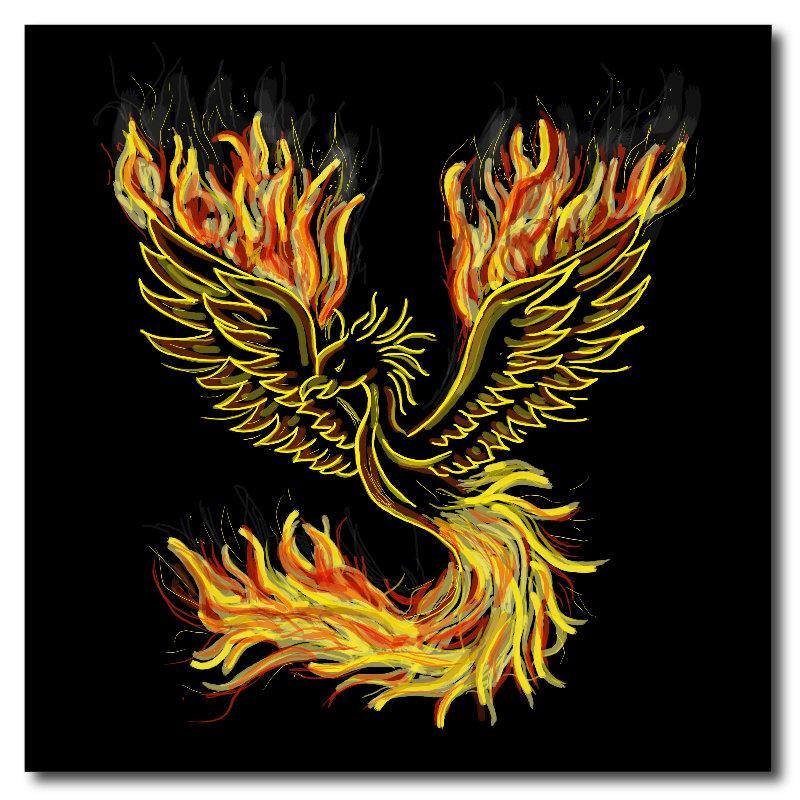 Square Flaming Phoenix  Drink Coaster-Set of 4- Available in 4 styles! - Schoppix Gifts