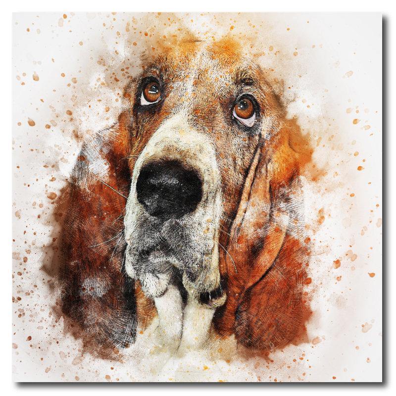 Watercolor style Basset Hound Square Drink Coaster-Set of 4- Available in 4 styles! - Schoppix Gifts