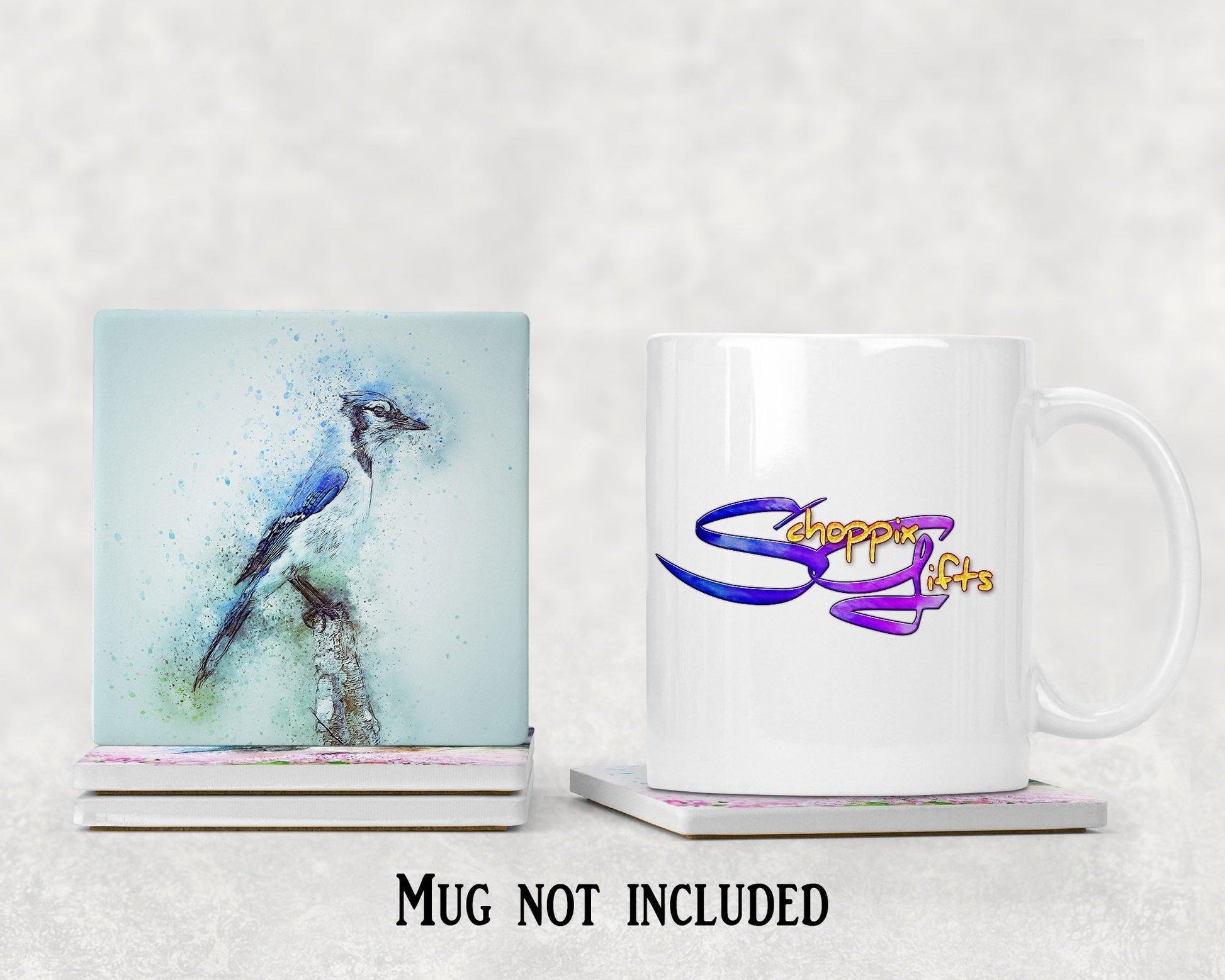 Watercolor style Bluejay Square Drink Coaster-Set of 4- Available in 4 styles! - Schoppix Gifts