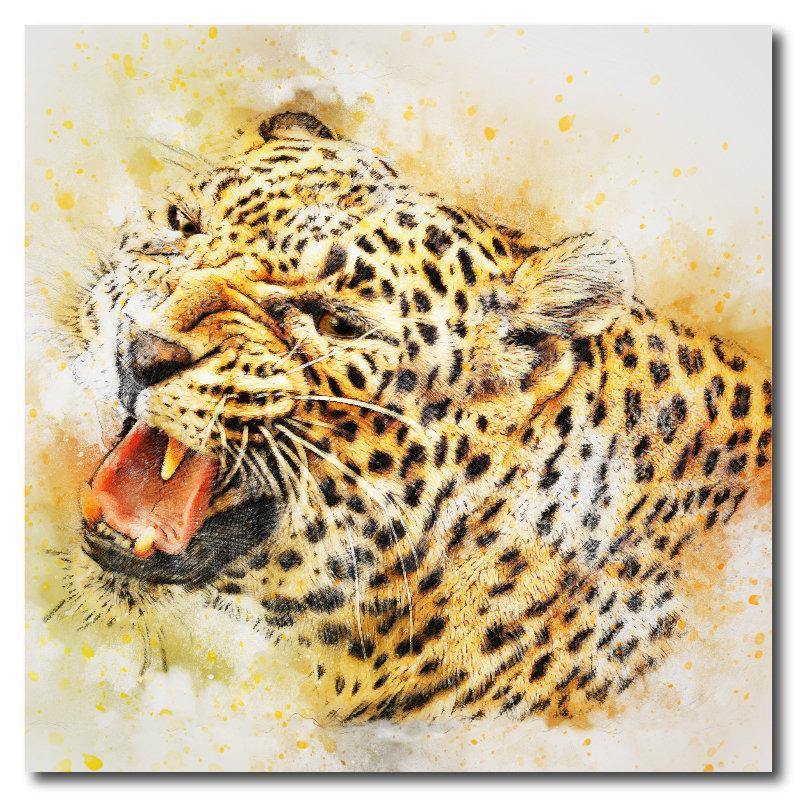 Watercolor style Roaring Leopard Square Drink Coaster-Set of 4- Available in 4 styles! - Schoppix Gifts
