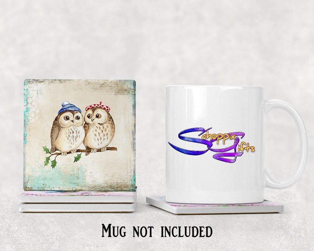 Winter Owls Square Drink Coaster-Set of 4- Available in 4 styles! - Schoppix Gifts
