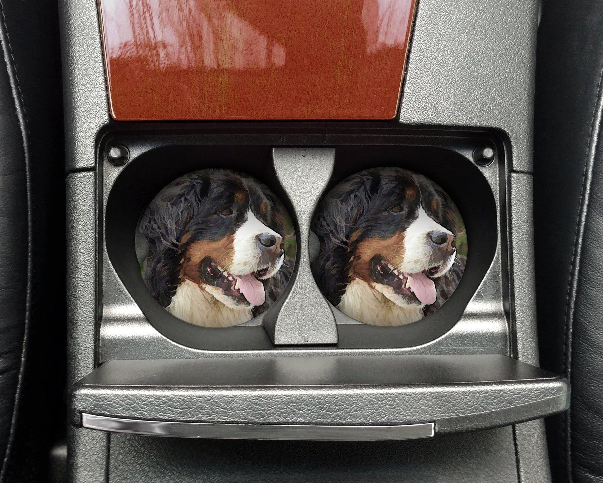 Bernese Mountain Dog Sandstone Car Coasters / Set of 2 - Schoppix Gifts
