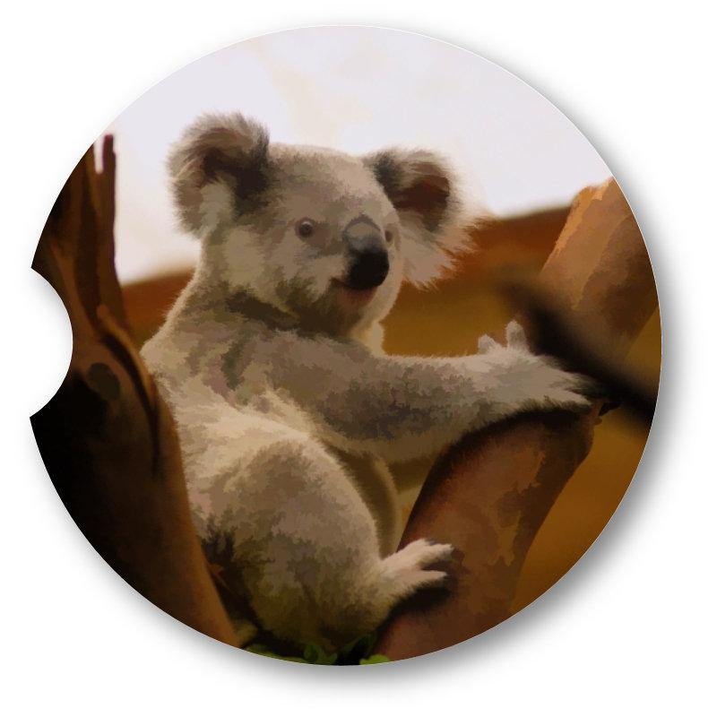 Oil Painted Look Koala Sandstone Car Coasters set of 2 - Schoppix Gifts