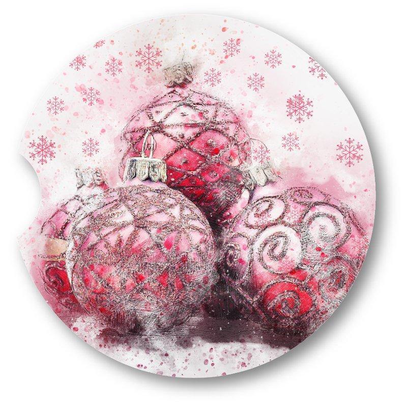 Water Color Look Christmas Ornaments Car Coasters set of 2 - Schoppix Gifts