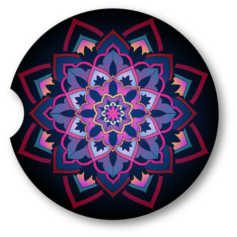 Purple Pink 8 point Star Mandala Sandstone Car Coasters set of 2. - Schoppix Gifts