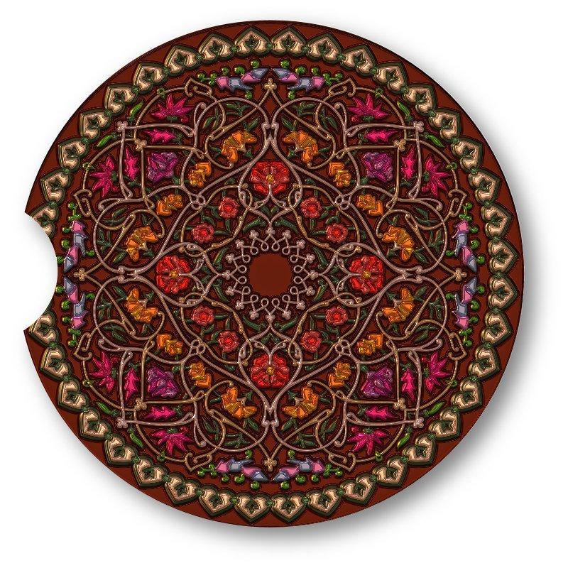Flowers Pattern Mandala Sandstone Car Coasters Matching set of 2. - Schoppix Gifts