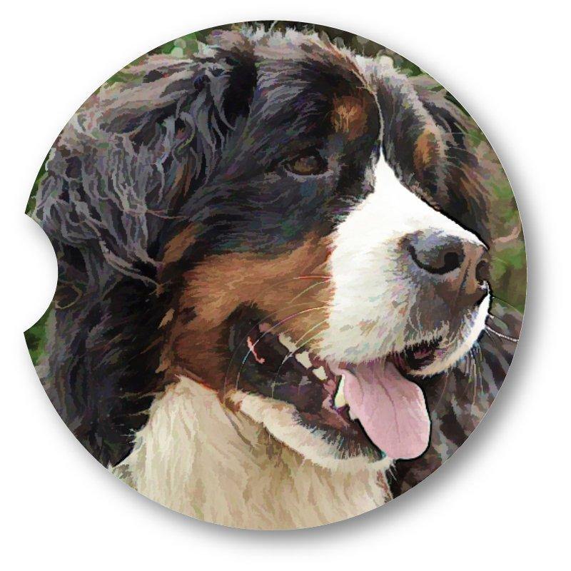 Bernese Mountain Dog Sandstone Car Coasters / Set of 2 - Schoppix Gifts