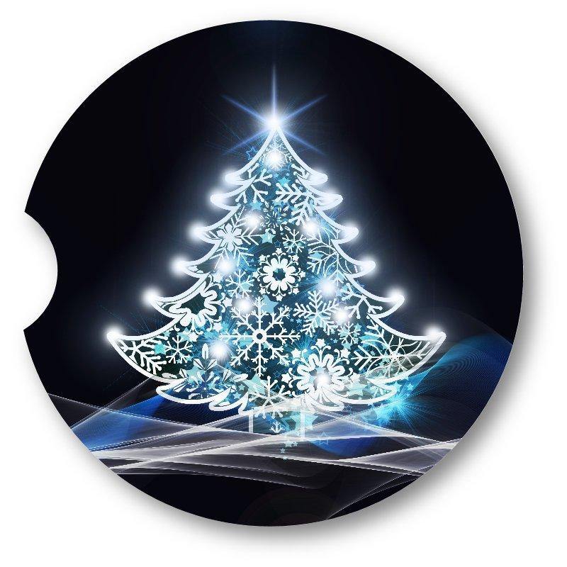 Glowing Christmas Tree Sandstone Car Coasters / Set of 2 - Schoppix Gifts