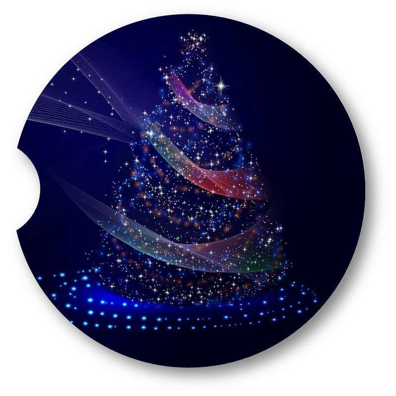 LED/Star dust Christmas Tree Sandstone Car Coasters /  Set of 2 - Schoppix Gifts