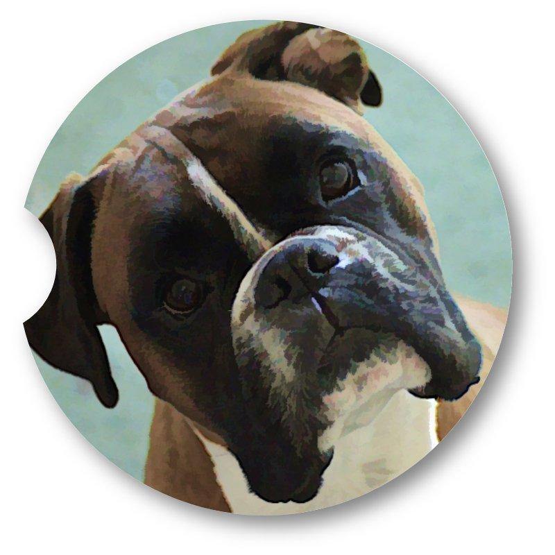 Boxer Sandstone Car Coasters /  Set of 2 - Schoppix Gifts