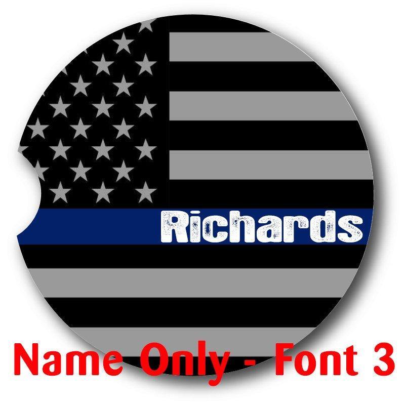 Thin Blue Line Car Coasters-Set of 2 - - Schoppix Gifts