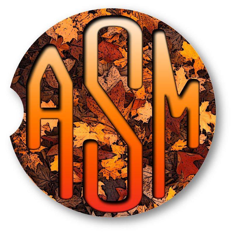 Monogram Autumn/Fall Car Coasters / Set of 2 - Schoppix Gifts