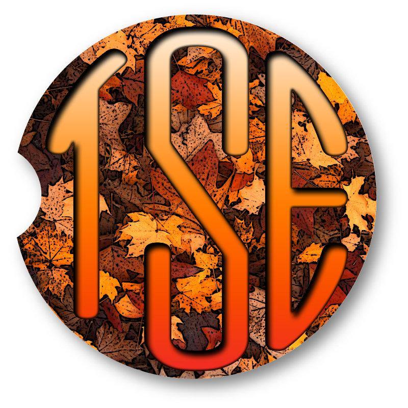 Monogram Autumn/Fall Car Coasters / Set of 2 - Schoppix Gifts