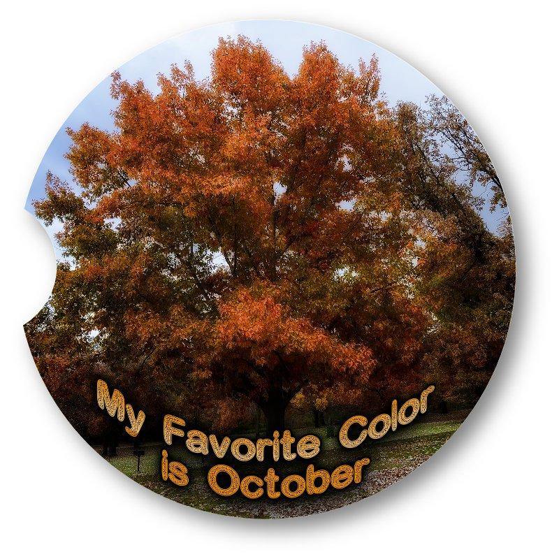 Autumn/My Favorite Color is October Car Coasters / Set of 2 - Schoppix Gifts