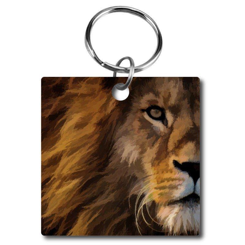 Painted Look Lion Portrait Acrylic Key Chain - Schoppix Gifts